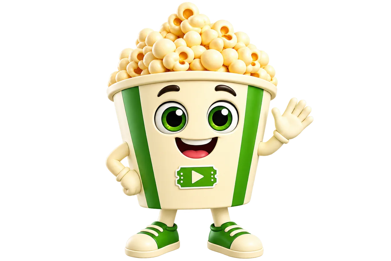 Mascotte popcorn de Seenary saluant les visiteurs
